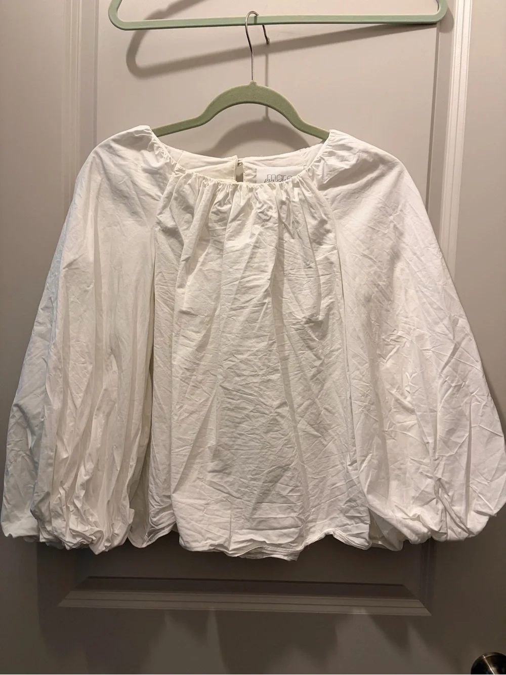 Anthropologie Cream Puff-Sleeve Blouse in Ivory